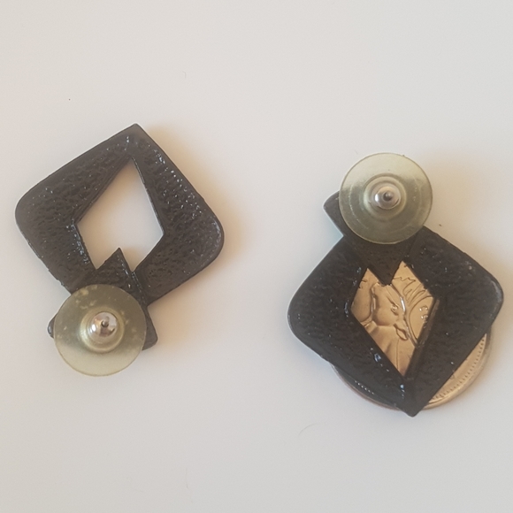 Geometric Teal Earrings - Picture 6 of 7